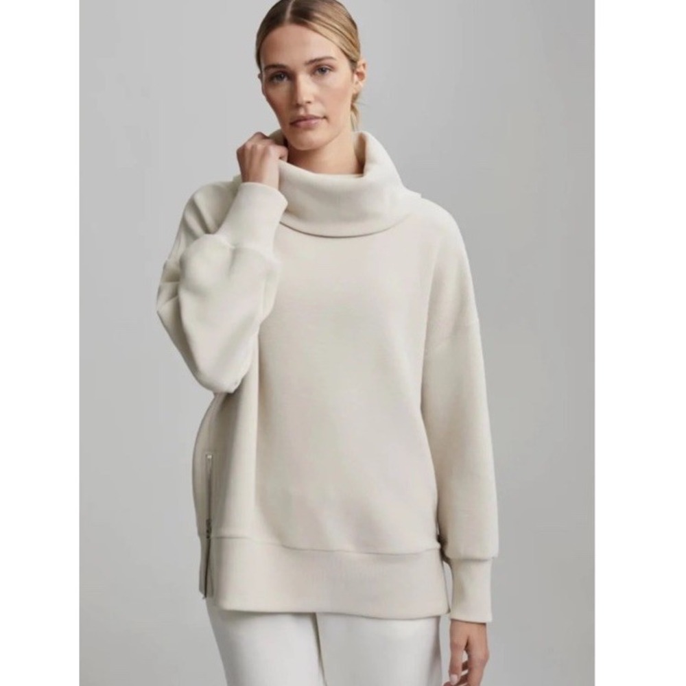 VARLEY Milton Sweat Split Turtleneck Pullover Side Zip Comfort Oversized Size M